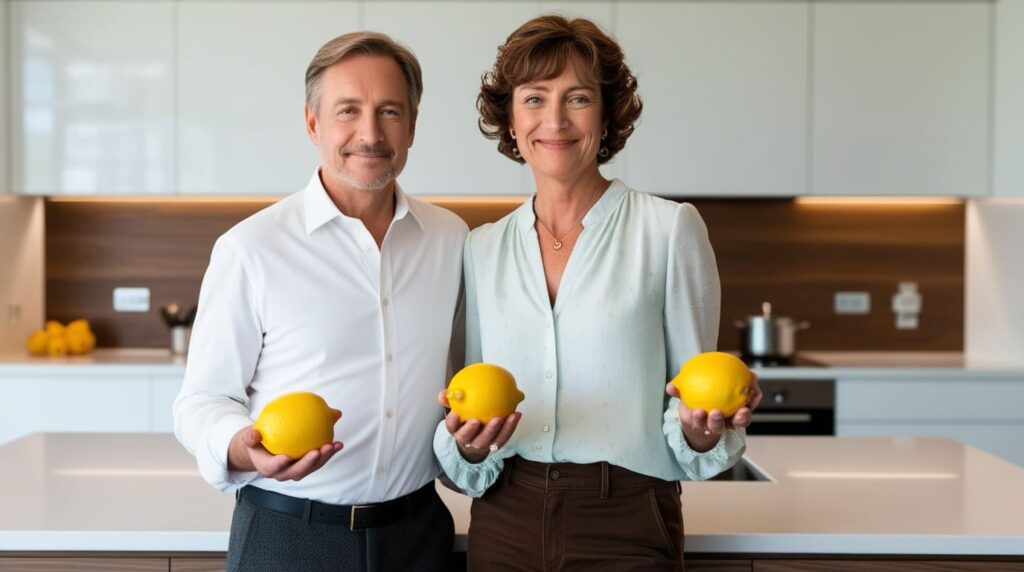 Can you have lemon on a low-carb diet? A fresh display of whole and sliced lemons with a glass of lemon water on a rustic wooden table.