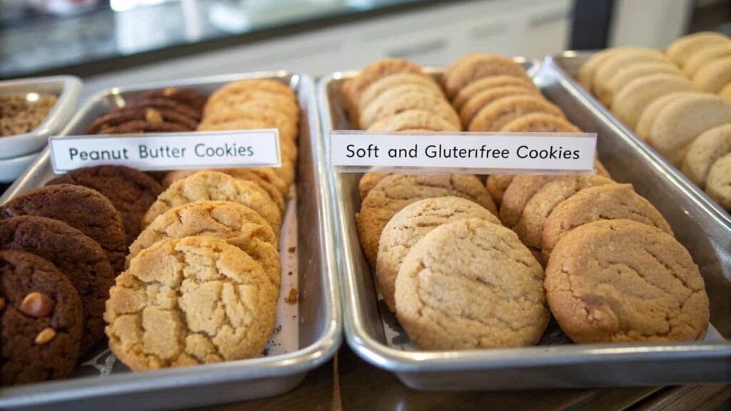 Tray of different peanut butter cookie variations