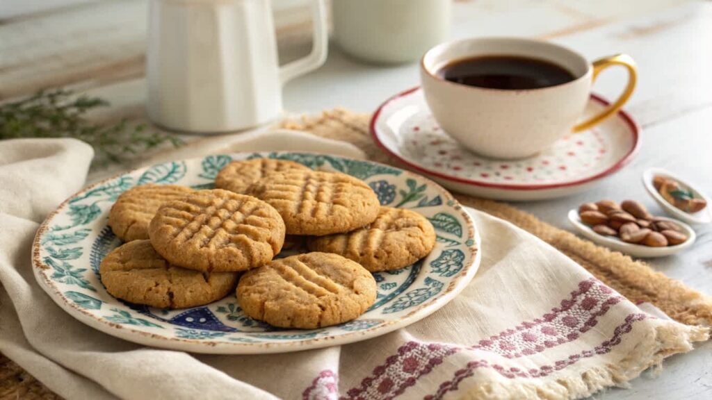 Serving 4 ingredient peanut butter cookies with coffee
