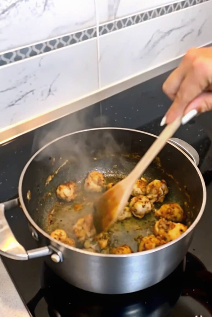 drizzle of olive oil. Add the diced chicken breasts