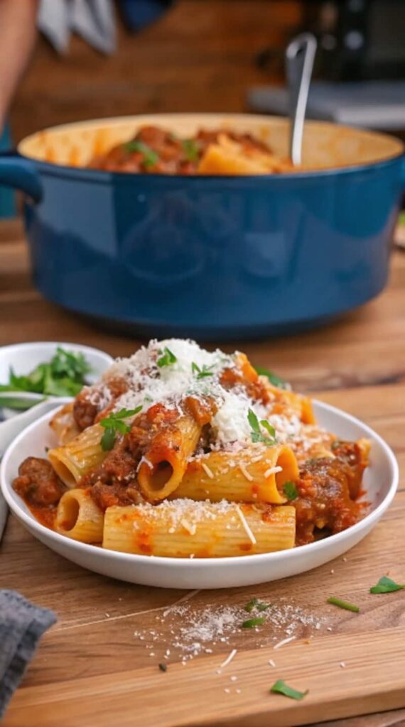 final result one pot Braised Beef Rigatoni