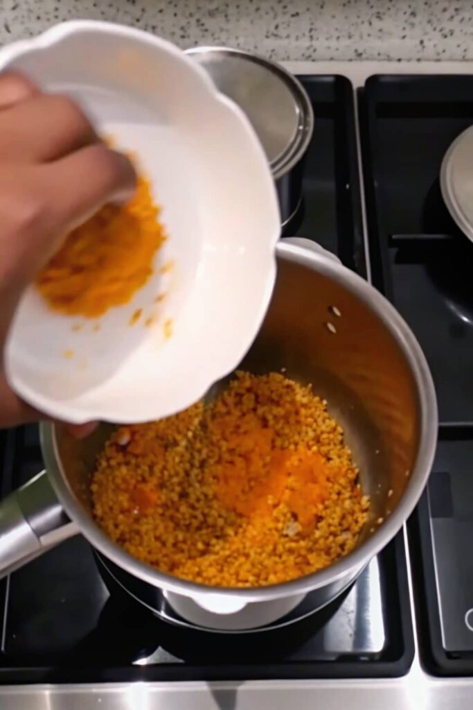 add the washed masoor dal